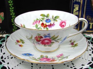 Shelley Chantilly Pattern Oleander Shape Teacup Floral Tea Cup And Saucer