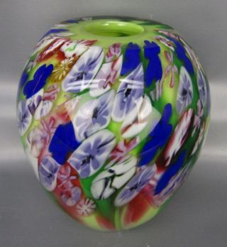 Millefiori Murano - Style Hand Blown 5½ " Art Glass Vase 6773