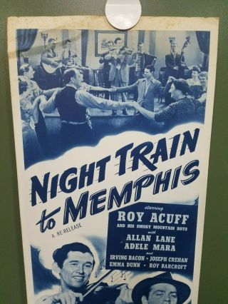 1953 NIGHT TRAIN TO MEMPHIS Insert Poster Roy Acuff Smoky Mountain Boys 2