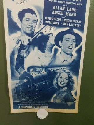 1953 NIGHT TRAIN TO MEMPHIS Insert Poster Roy Acuff Smoky Mountain Boys 3