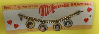Vintage 1967 Monkees Charm Bracelet Portraits On Card Unworn