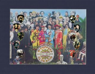 Beatles Sgt Pepper Matted Picture Guitar Pick Set Limited Number May Vary