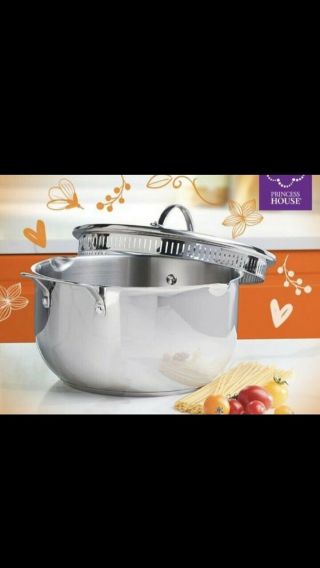 Princess House Heritage Stainless Steel Classic 7.  5 - Qt Straining Casserole