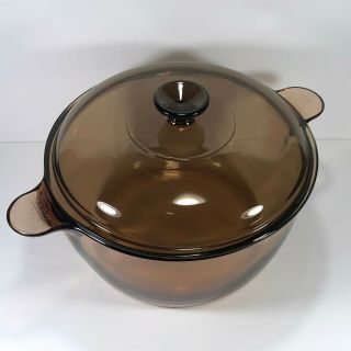 Corning Vision Amber 4.  5l Glass Dutch Oven Roaster Soup Stock Pot W/ Pyrex Lid