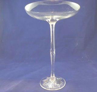 Clear Glass High Pedestal Compote Cut Details 11 " Tall Mid 20th Century Comport