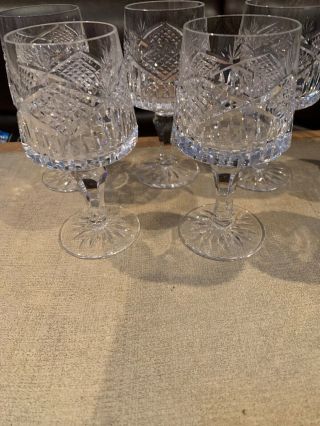 Set Of 5 Tyrone Irish Crystal Slieve Donard 6 Inch Stemed Wine Glasses