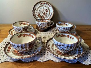 Copeland Spode India Tree Cups & Saucers Set Of 5 Old Mark - -