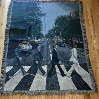 The Beatles Abbey Road Tapestry Throw Blanket Knit Afghan 2007 58” X 48”