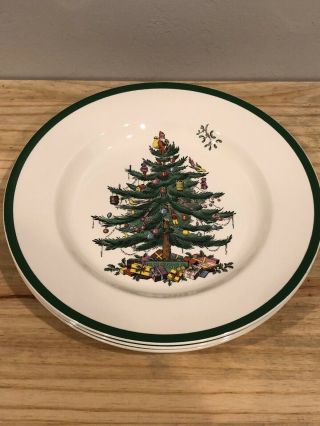 Vintage Spode England Christmas Tree Dinner Plates 10 ½” Set Of 4