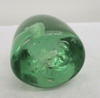 19th Century Green Glass Dump Paperweight with Sulphide 3