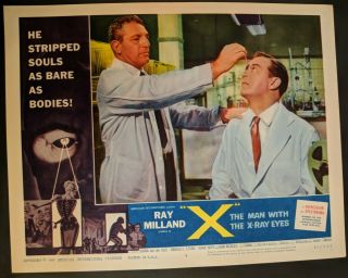 " X " The Man With X - Ray Eyes 1963 Aip Lobby Card No.  4 Ray Milland Vf