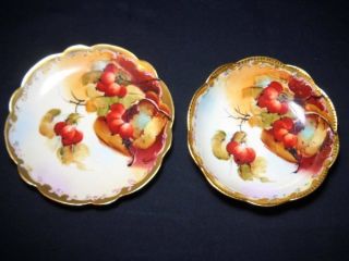 Antique Pickard Bowl & Plate Hand Painted Currants Signed " Rean " Gorgeous