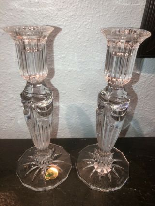 Waterford Crystal Candle Holder’s Candle Stick Holders 8” Tall 2