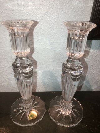 Waterford Crystal Candle Holder’s Candle Stick Holders 8” Tall 3