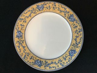 Set Of 4 American Atelier Yellow Blue English Toile 5076 Dinner Plates