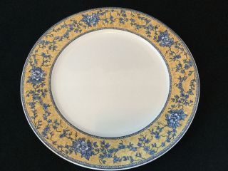 Set of 4 American Atelier Yellow Blue ENGLISH TOILE 5076 Dinner Plates 2