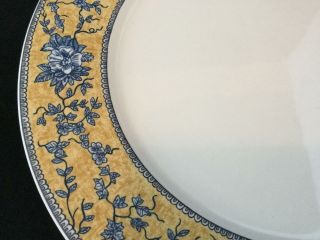 Set of 4 American Atelier Yellow Blue ENGLISH TOILE 5076 Dinner Plates 3