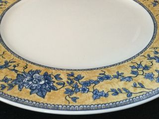Set of 4 American Atelier Yellow Blue ENGLISH TOILE 5076 Dinner Plates 4