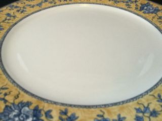 Set of 4 American Atelier Yellow Blue ENGLISH TOILE 5076 Dinner Plates 5