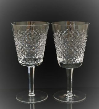 Waterford Set Of 2 Crystal Glass Wine Goblets Clarets Alana Pattern