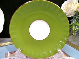 AYNSLEY tea cup and saucer orchard fruits pattern teacup olive green shade 50 ' s 2