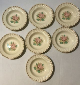 7 Susie Cooper Patricia Spiral Rose England Swirl 8 " Wide Rimmed Soup Bowls