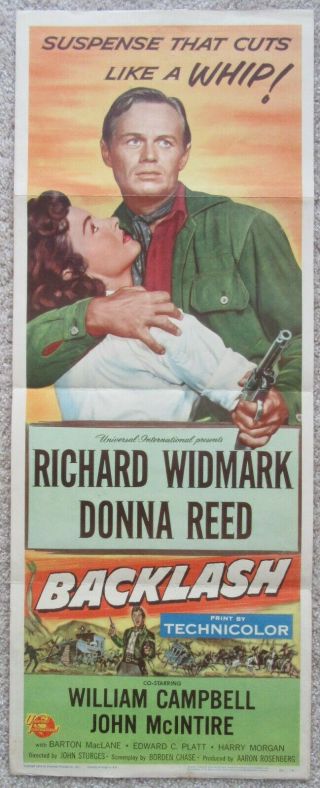 Backlash 1956 Insrt Movie Poster Fld Richard Widmark Donna Reed Ex