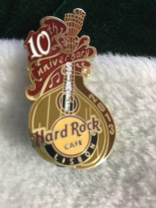 Hard Rock Cafe Pin 2013 Lisbon10th Anniversary Staff Fado Guitar W Musical Notes