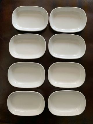 8 Corning Ware P - 140 - B Sidekick Side Plates Dishes White Oval Usa Pyrocerm Snack