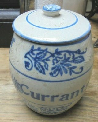Vintage Brush Mccoy Stoneware Pottery Wildflower Blue White Currants Canister