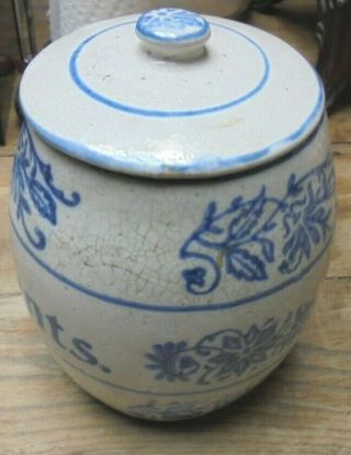Vintage Brush McCoy Stoneware Pottery Wildflower Blue White Currants Canister 2