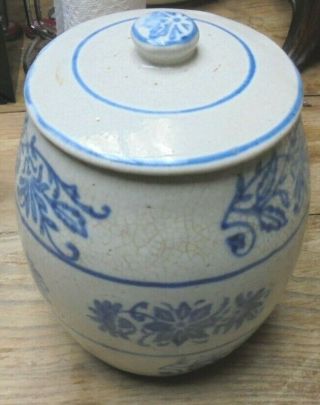 Vintage Brush McCoy Stoneware Pottery Wildflower Blue White Currants Canister 3