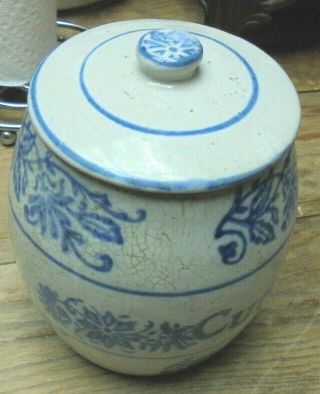 Vintage Brush McCoy Stoneware Pottery Wildflower Blue White Currants Canister 4