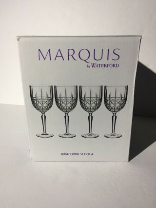 Marquis By Waterford Brady Wine Set Of 4 Clear Chrystalline Wine Glasses
