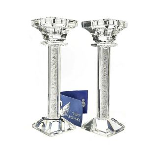 2x Made With Swarovski Crystal Candle Holders Candlesticks Wedding Anniversary 3