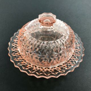 Vtg Rare Pink Depression Glass Compote Candy Dish & Lid