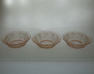 Jeannette 3 Pink Cherry Blossom Cereal Bowls