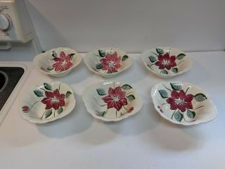Set Of 6 Blue Ridge Southern Potteries Petal Point Lugged Cereal Bowls