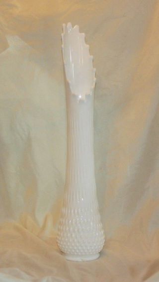 Tall Vintage Fenton Hobnail White Milk Glass Swung Vase 20 " Stretch