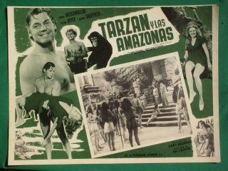 Tarzan And The Amazons Johnny Weissmuller Brenda Joyce Mexican Lobby Card 2