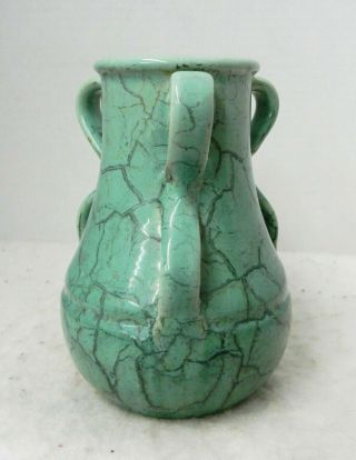 Attr.  Stangl Pottery 3 Handle Vase Experimental Spider Web Glaze Artist Signed,