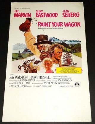 Paint Your Wagon Orig 1969 Lee Marvin Clint Eastwood Outdoor 14 " X22 " Poster