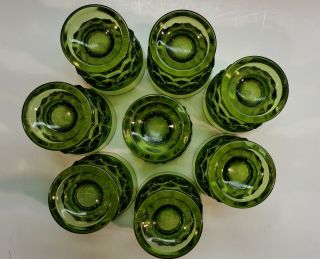 Set of 8 Vintage 60s Indiana Whitehall Colony Cubist Avocado Green Footed Tumble 4