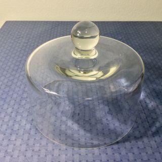 Tall Mossed Heavy Clear Glass Cake Dome 10” Diameter X 6” Dome Top Wt Knob 8.  75