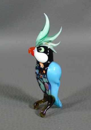 Vtg Italian Murano Spatter Mottled Blown Glass Parrot Bird Animal 2 5/8 " Figurine