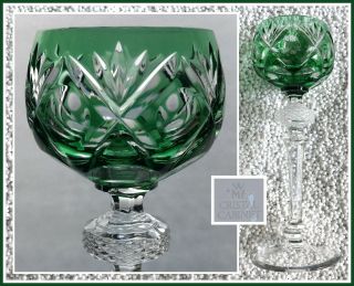 EMERALD GREEN Cordial Glass Hock CUT TO CLEAR CRYSTAL William Fraser WMF 2