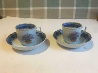 Mottahede Mandarin Bouquet Set Of 2 Cups And Saucers