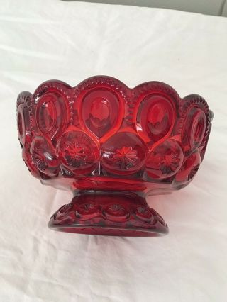 Moon And Stars Candy/ Compote Dish Ruby Red 2
