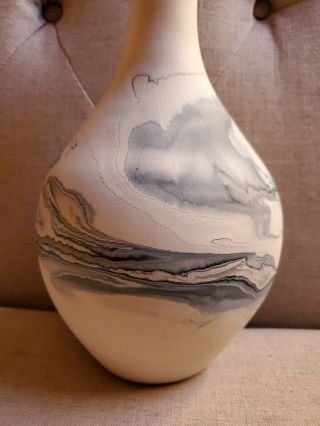 Large Nemadji Pottery Native Art Swirled Colored Vase - 12 1/2 