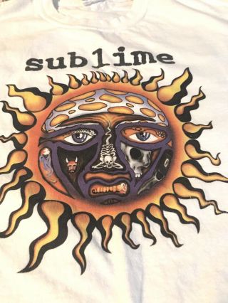 Sublime T - Shirt Skunk Records Long Beach Size Medium White Punk Rock